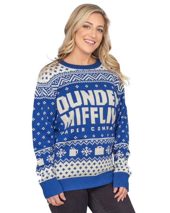 Damen-Weihnachtspullover „The Office Dunder Mifflin“ in Blau