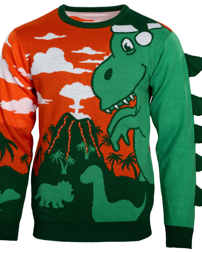 3D T-Rex Leuchtvulkan-Pullover