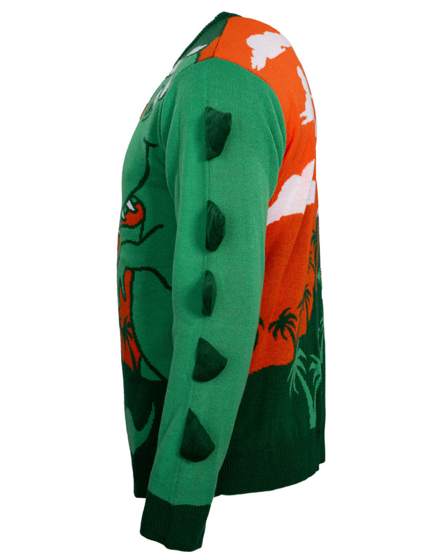 3D T-Rex Leuchtvulkan-Pullover