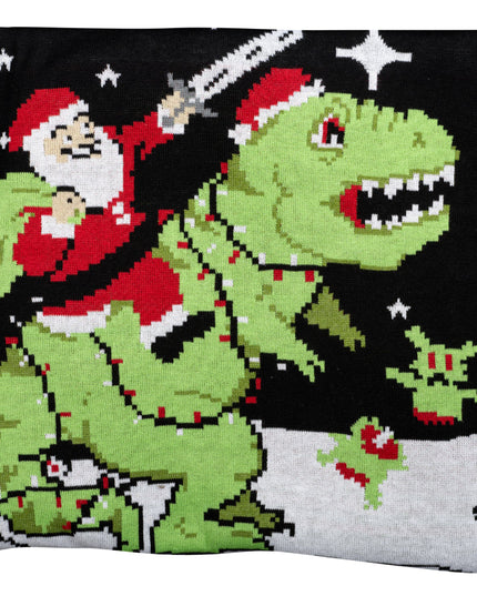 Weihnachtspullover mit Weihnachtsmann auf T-Rex