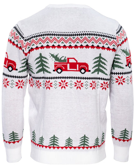 Unisex-Weihnachtspullover mit Arnold-Truck- und Baummotiv