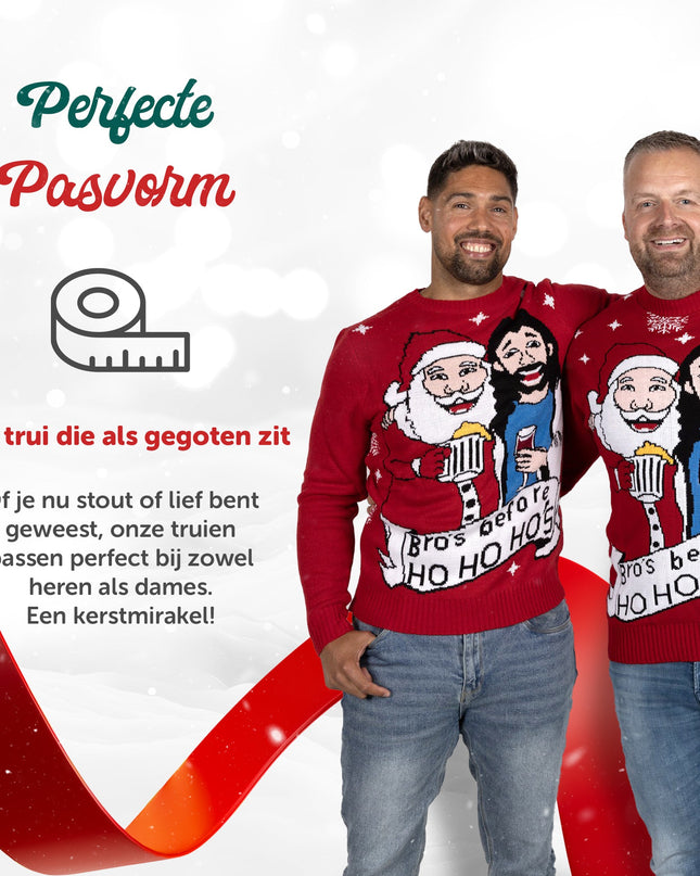 Weihnachtspullover-Brüder vor Ho Ho Ho