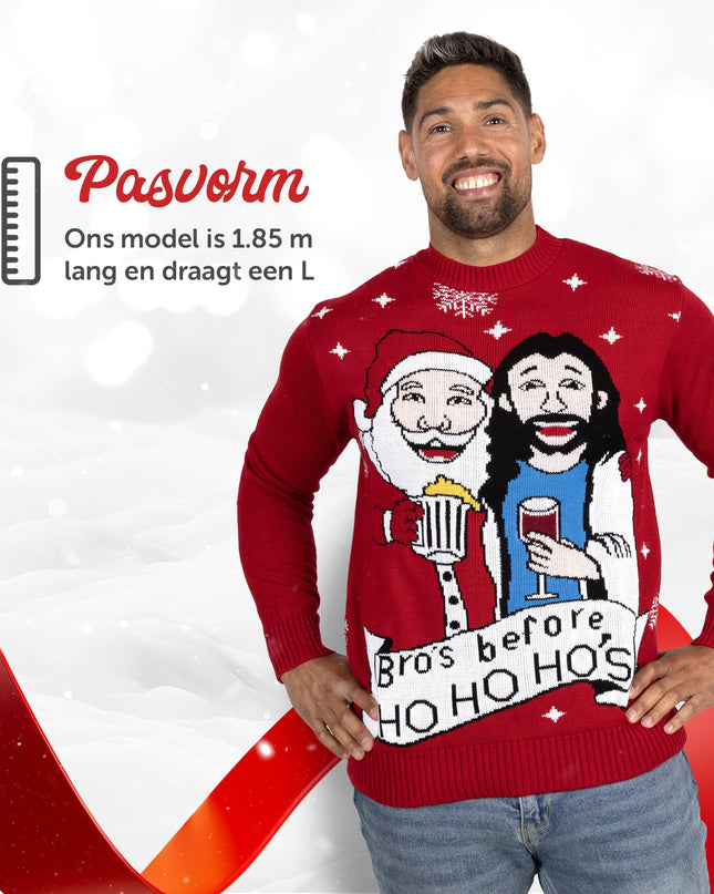 Weihnachtspullover-Brüder vor Ho Ho Ho