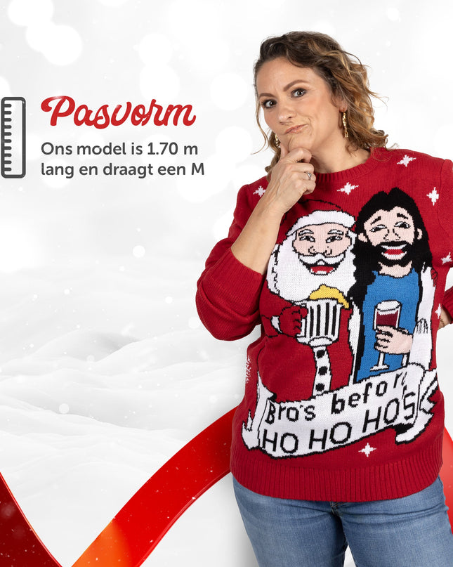 Weihnachtspullover-Brüder vor Ho Ho Ho