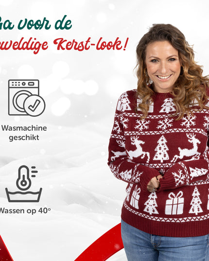 Marius Weihnachtspullover für Damen in kuscheligem Bordeauxrot