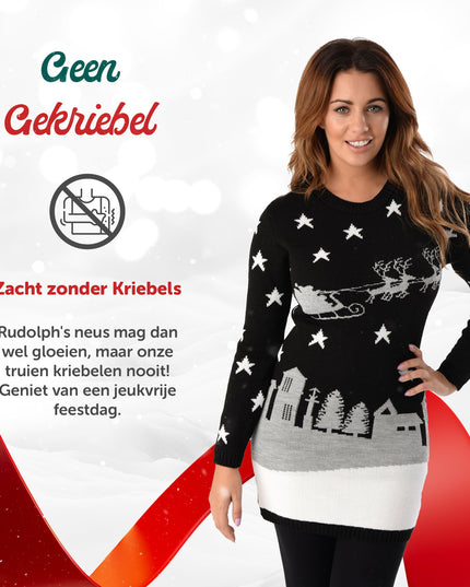 Weihnachtskleid Marius für Damen mit Weihnachtsmann-Motiv für die Nacht