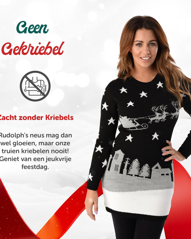 Weihnachtskleid Marius für Damen mit Weihnachtsmann-Motiv für die Nacht