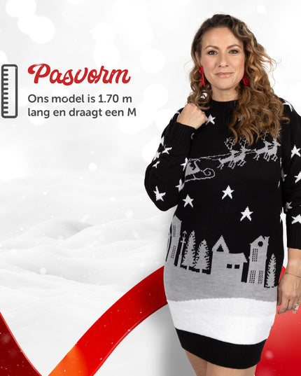 Weihnachtskleid Marius für Damen mit Weihnachtsmann-Motiv für die Nacht