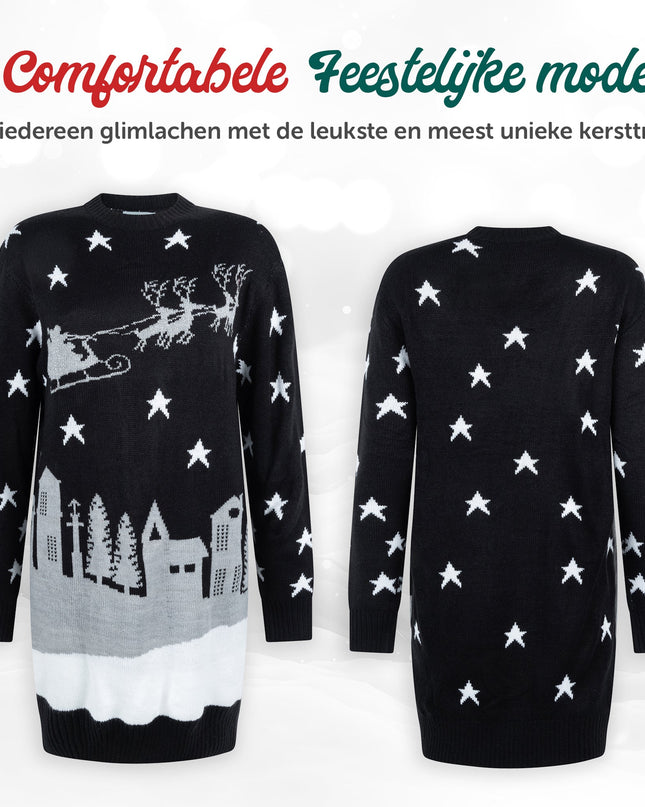 Weihnachtskleid Marius für Damen mit Weihnachtsmann-Motiv für die Nacht