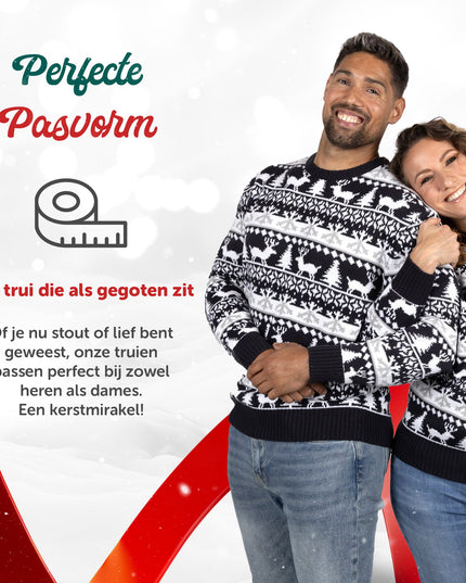 Weihnachtspullover Marius für Damen in modernem Blau und Weiß