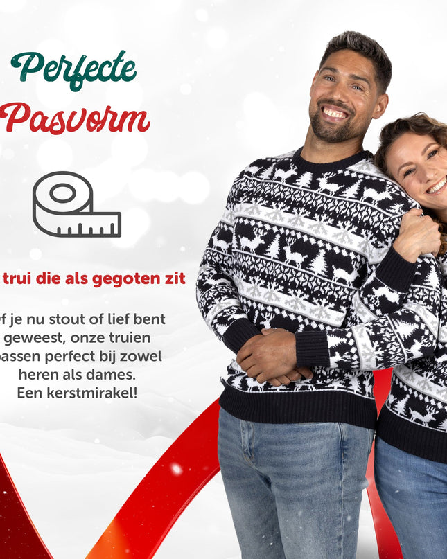 Weihnachtspullover Marius für Damen in modernem Blau und Weiß