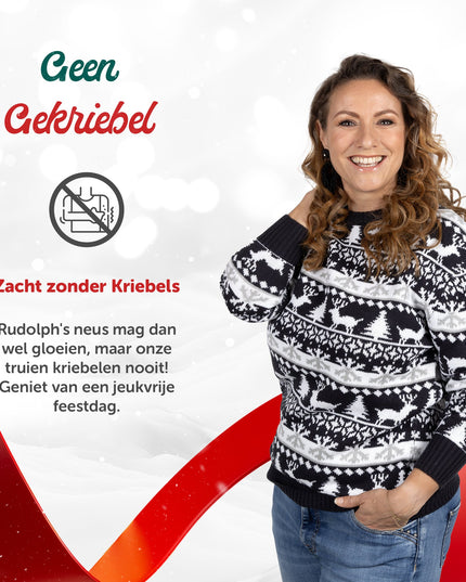 Weihnachtspullover Marius für Damen in modernem Blau und Weiß