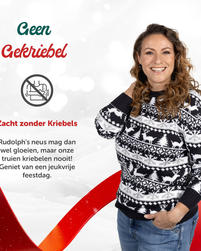 Weihnachtspullover Marius für Damen in modernem Blau und Weiß