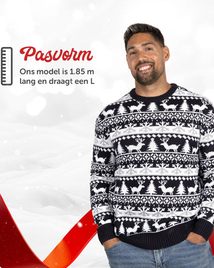 Weihnachtspullover Marius für Damen in modernem Blau und Weiß