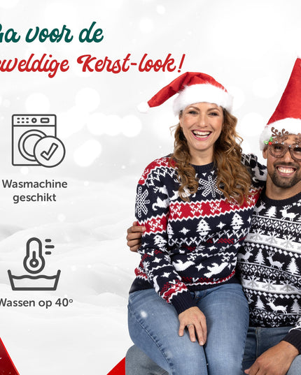 Weihnachtspullover Marius für Damen in modernem Blau und Weiß