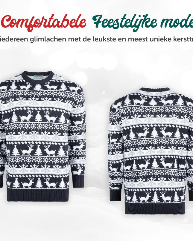 Weihnachtspullover Marius für Damen in modernem Blau und Weiß