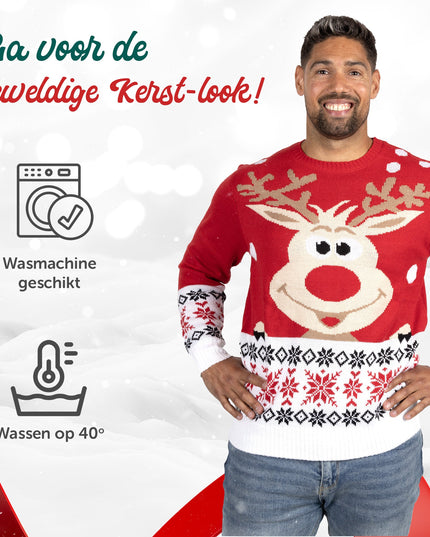 Weihnachtspullover mit Rentier-Motiv für Damen