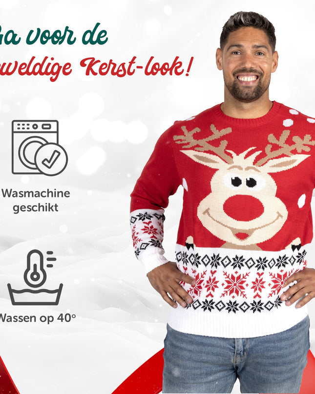 Weihnachtspullover mit Rentier-Motiv für Damen