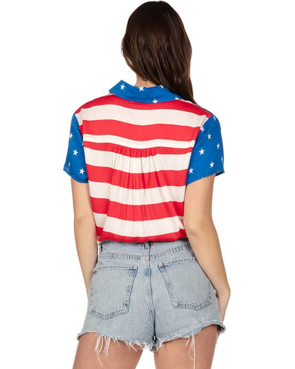 Women's American Flag Button Down Shirt