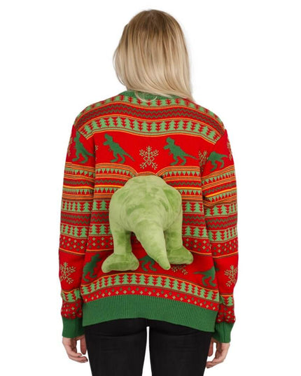 Women's 3D T-Rex Plushie Ugly Christmas Sweater