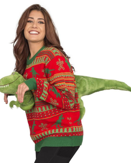 Women's 3D T-Rex Plushie Ugly Christmas Sweater