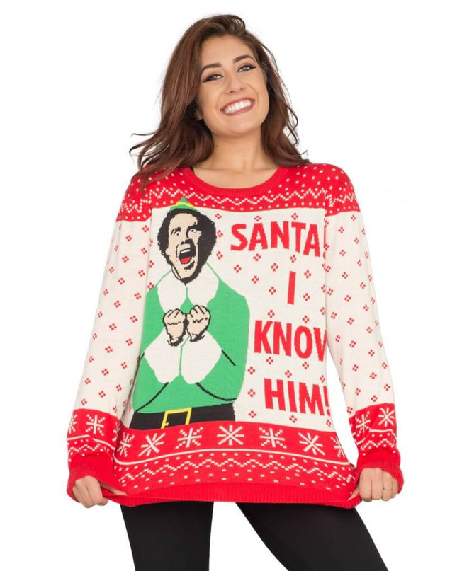 Women's Elf Buddy Santa I Know Him Christmas Sweater