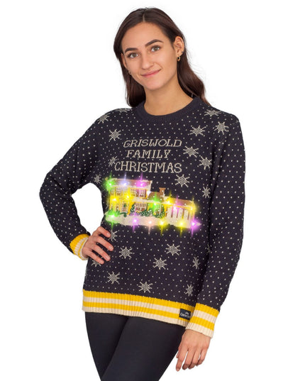 Women's Griswold Family Christmas Ugly Sweater with LED Lights