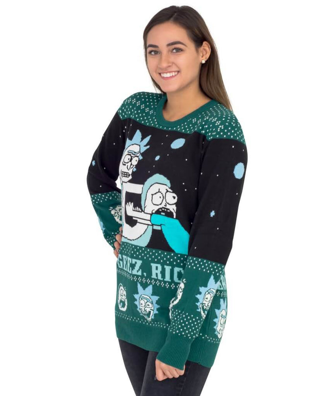 Rick-und-Morty-Pullover für Damen mit dem Aufdruck „Aww Geez, Rick“