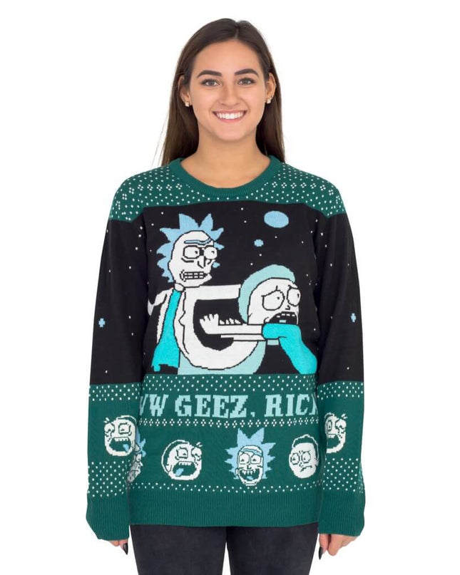 Rick-und-Morty-Pullover für Damen mit dem Aufdruck „Aww Geez, Rick“