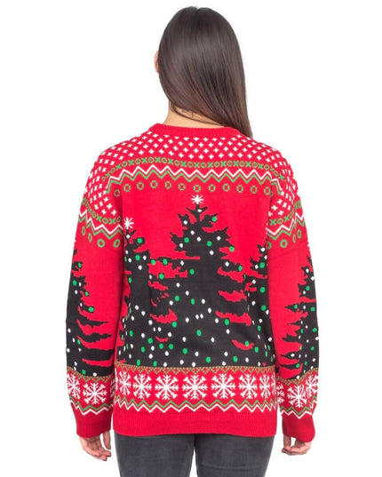 Bob Ross Weihnachtspullover für Damen mit dem Aufdruck „Happy Little Trees“