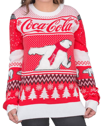 Damen-Weihnachtspullover mit Coca-Cola-Eisbär-Motiv
