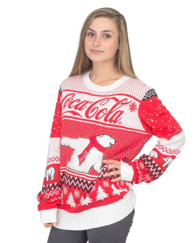 Damen-Weihnachtspullover mit Coca-Cola-Eisbär-Motiv