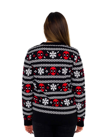 Damen-Pullover mit Deadpool-Weihnachtsmotiv und Schneestreifen