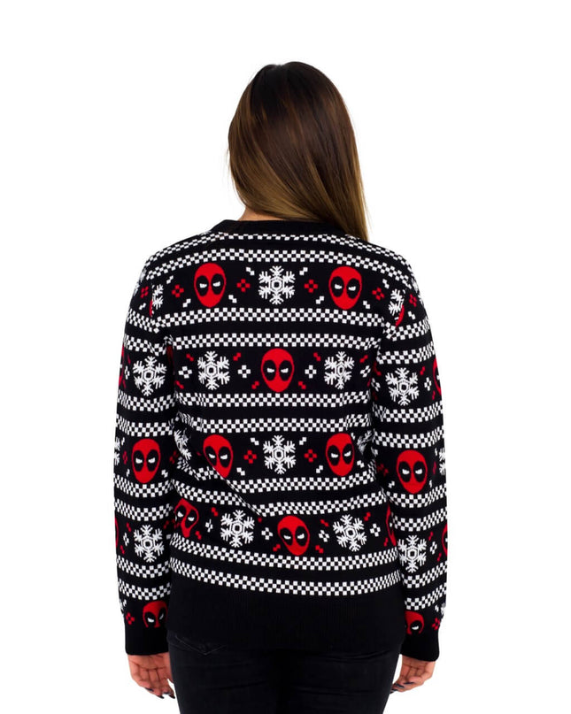 Damen-Pullover mit Deadpool-Weihnachtsmotiv und Schneestreifen