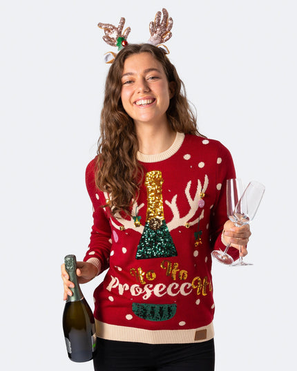 Prosecco-Weihnachtspullover für Damen