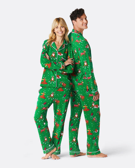 Weihnachtspyjama für Damen mit Rentierkragen
