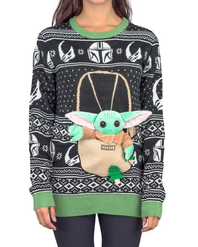 Star Wars Baby Yoda Weihnachtspullover mit Bäumen der Streitkräfte für Damen