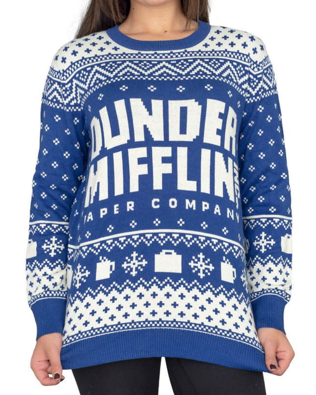 Damen-Weihnachtspullover „The Office Dunder Mifflin“ in Blau