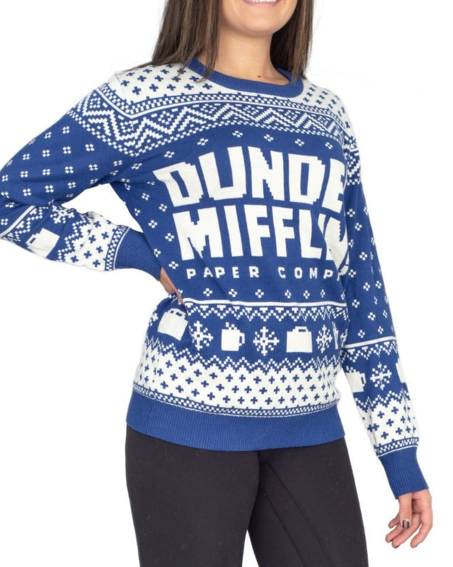 Damen-Weihnachtspullover „The Office Dunder Mifflin“ in Blau