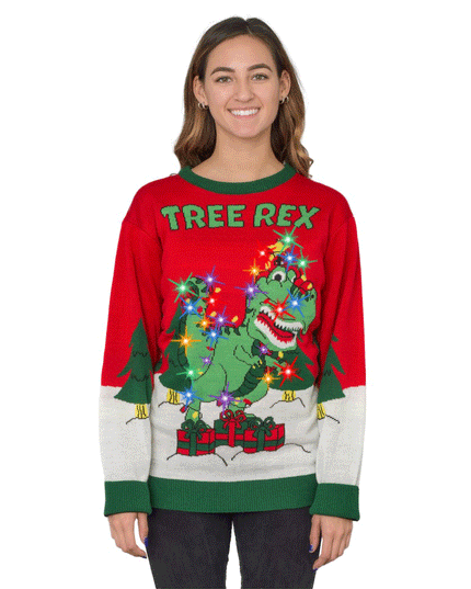 Women's Tree Rex Light Up T-Rex Sweater