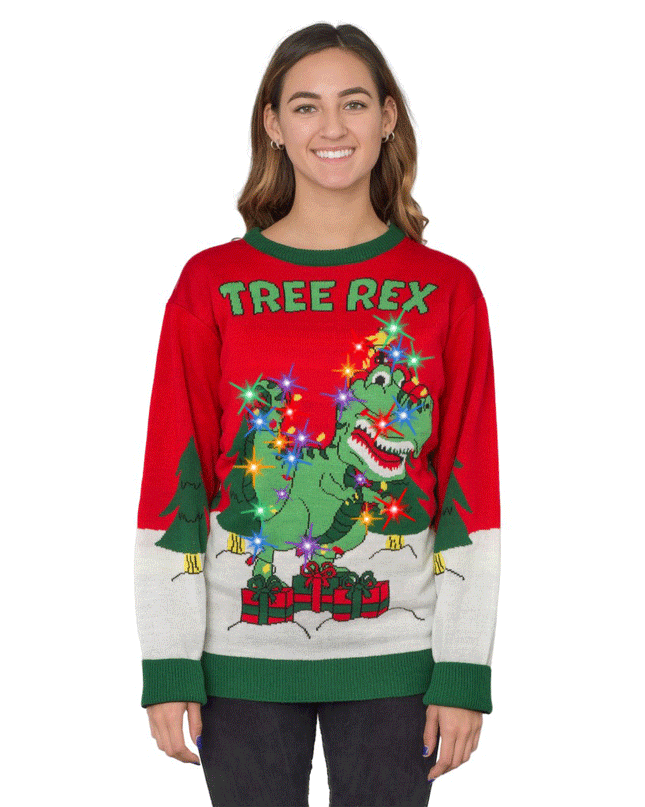 Women's Tree Rex Light Up T-Rex Sweater