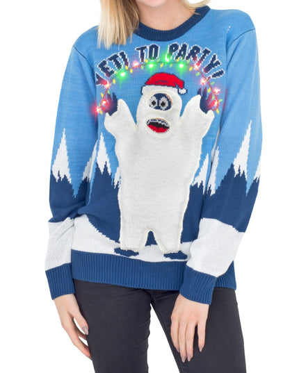 Women's Yeti to Party LED Light-Up Christmas Sweater