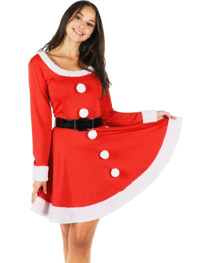 Women's Santa Spinner Dress with Belt