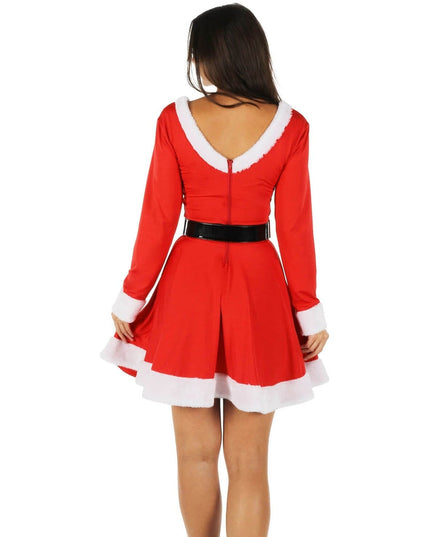 Women's Santa Spinner Dress with Belt