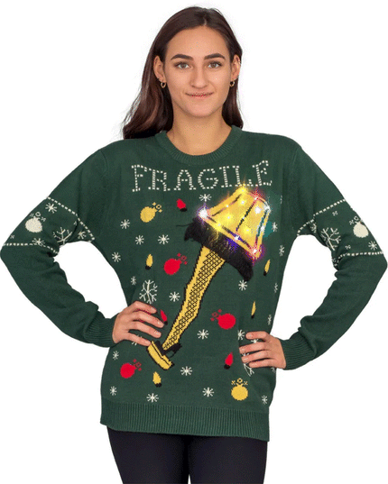 Women's A Christmas Story Fragile Leg Lamp LED Ugly Sweater