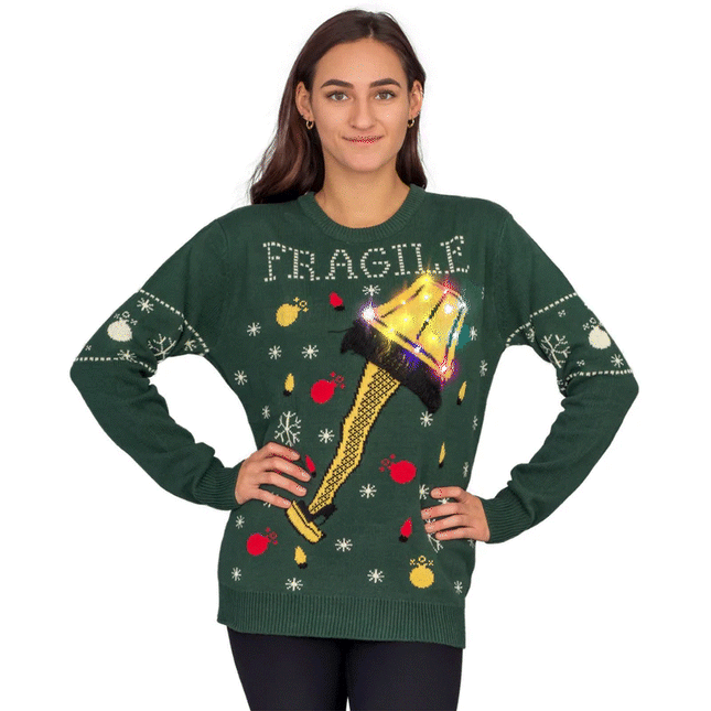 Women's A Christmas Story Fragile Leg Lamp LED Ugly Sweater
