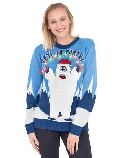 Women's Yeti to Party LED Light-Up Christmas Sweater
