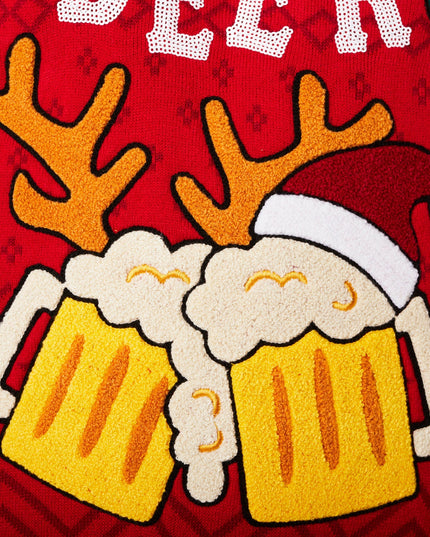 Damen-Weihnachtspullover mit Biermotiv