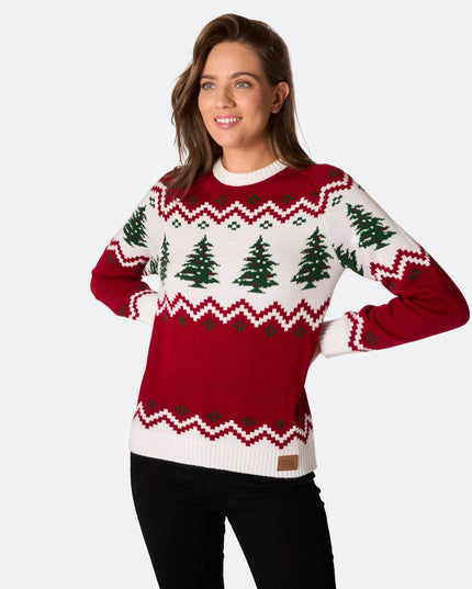 Damen-Weihnachtspullover im Retro-Stil mit Weihnachtsbaummotiv