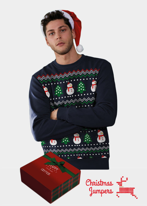 Men's Christmas Sweatshirt - Snow Tree Design